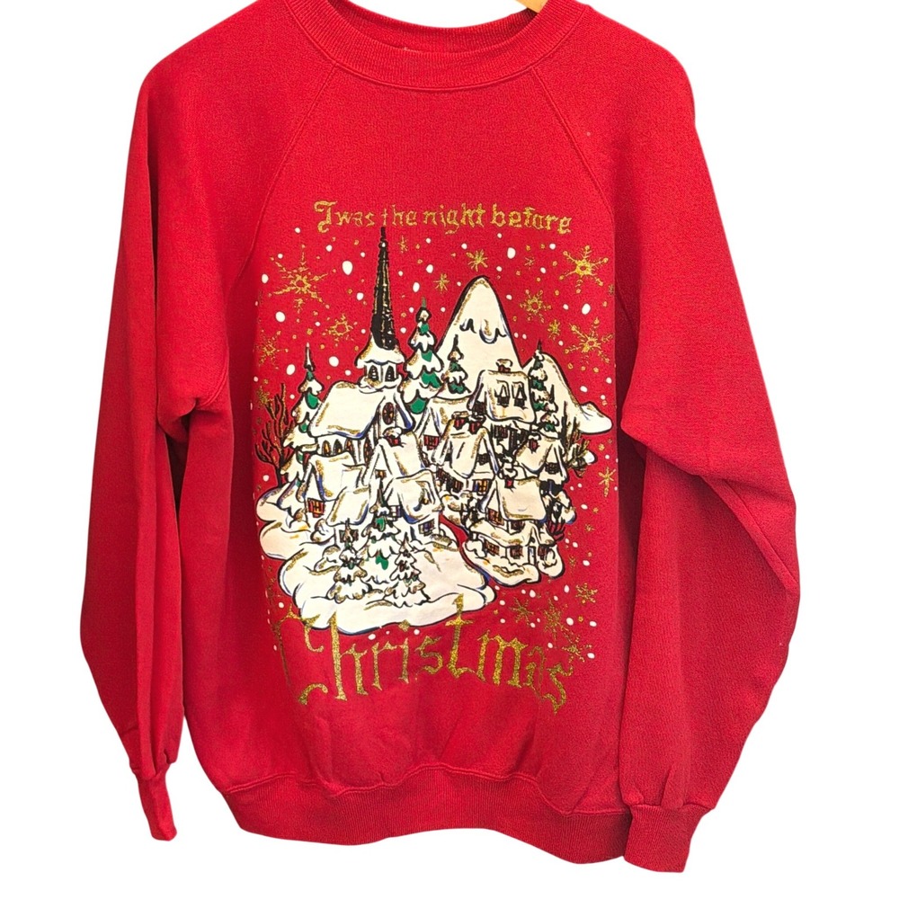 90s Hanes Her Way Sweatshirt Christmas Holiday Kitschy Retro Festive Cabincore